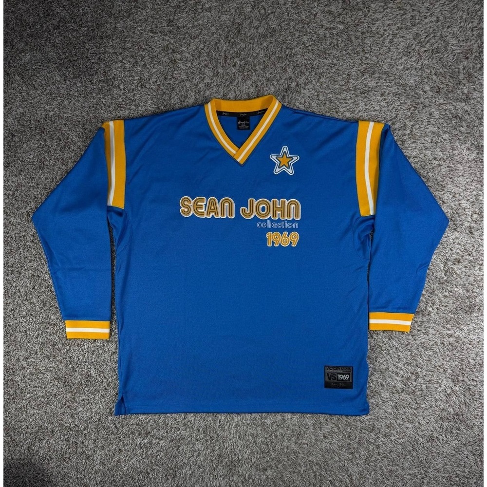 Vintage Sean John Victory Series Basketball Jersey 2XL Blue Hip Hop Streetwear